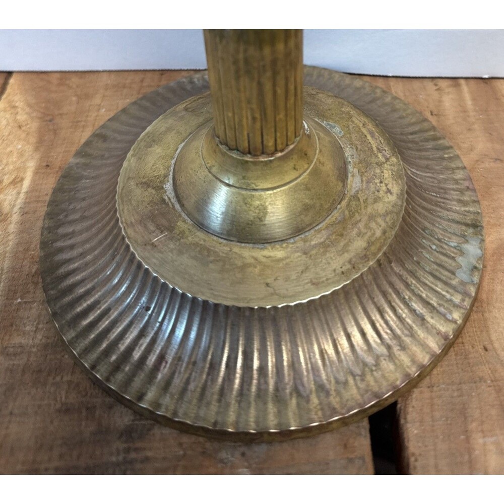 VTG 3 Arm Brass Candelabra Candle Holder Scroll Ribbed Large 15 3/4 high 13 Inch - Picture 2 of 6